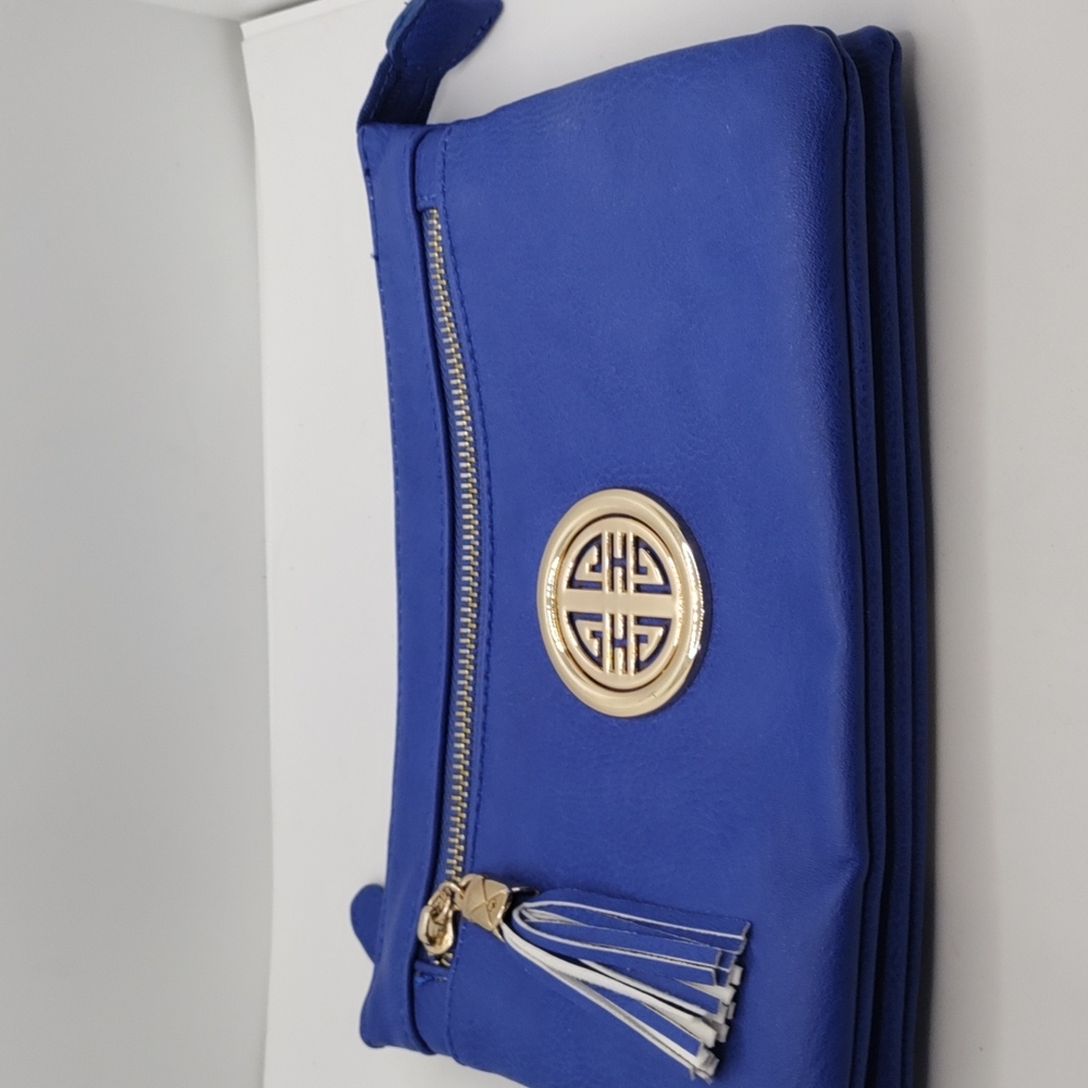 Cute Blue Clutch Purse Accented with Gold